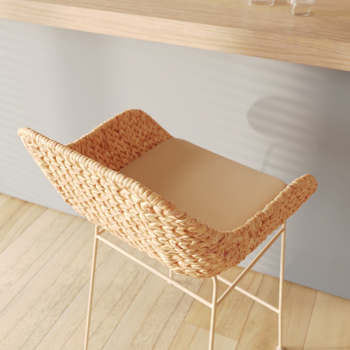 Lot de 2 chaises pour îlot central 66 cm en matière naturelle - FARO beige, MAISON PAVANE