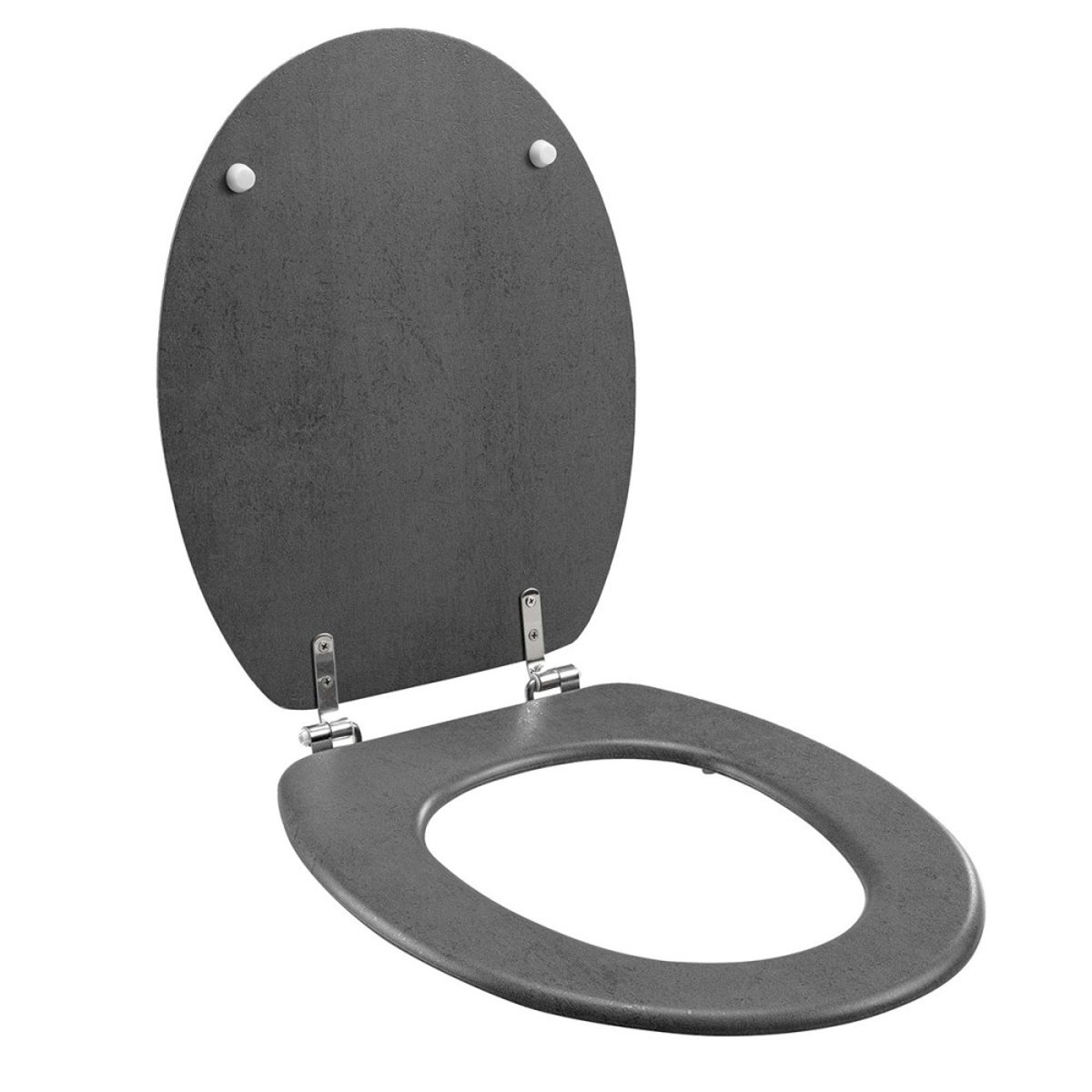 Abattant WC MDF charnières métal effet béton Alium gris, DECORATIE