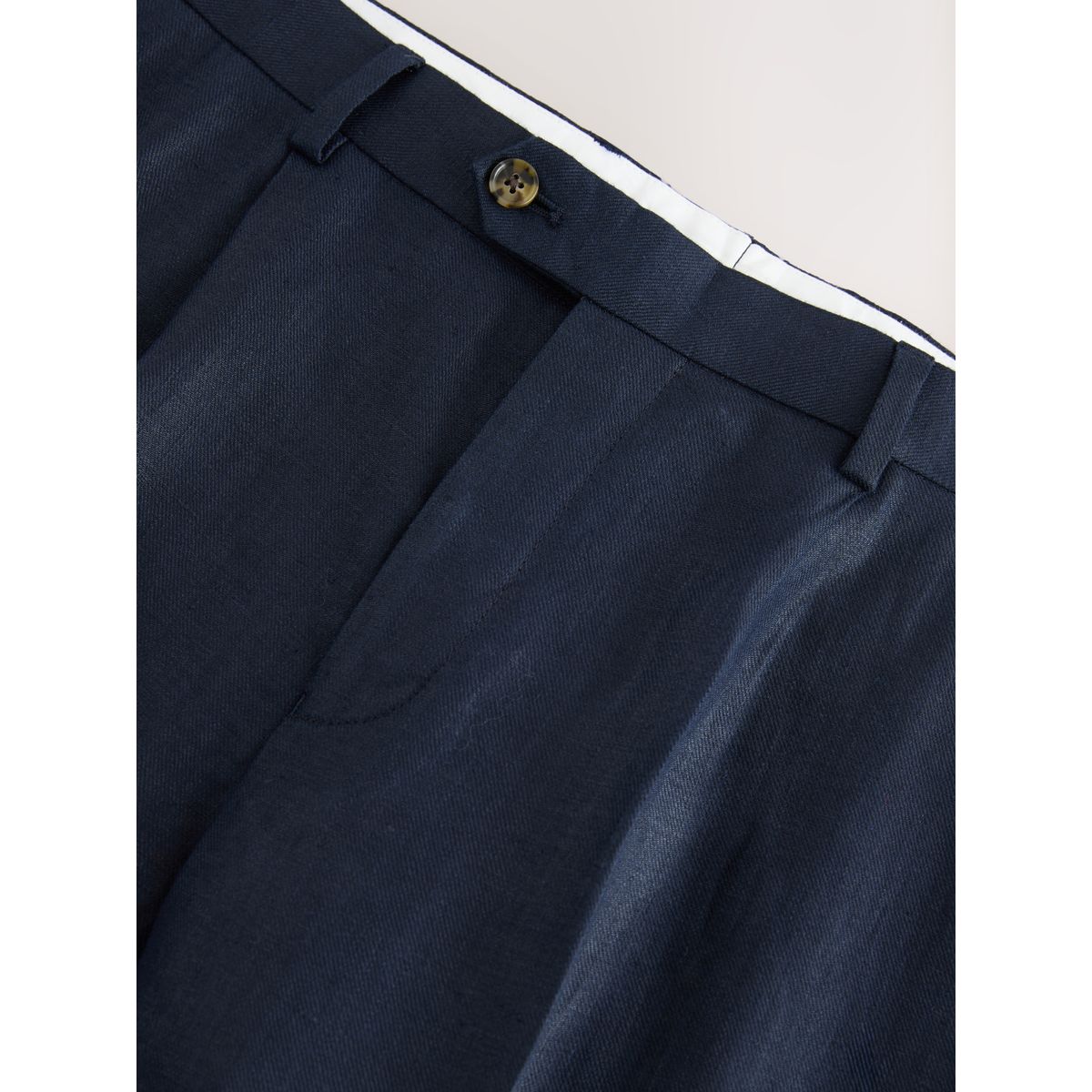 Pantalon de costume ajusté lin bleu, NEXT