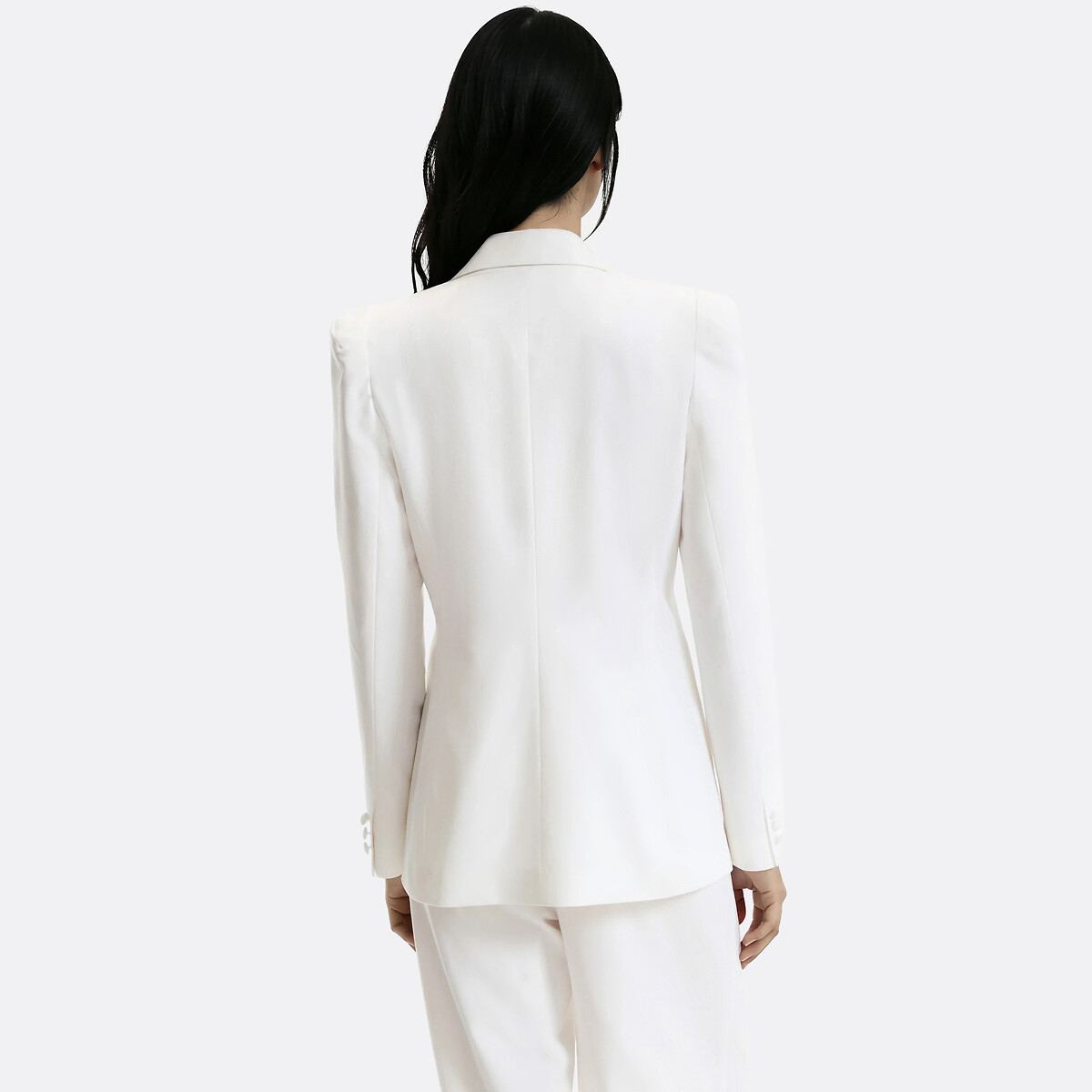 Blazer long coupe cintrée blanc, LA REDOUTE COLLECTIONS