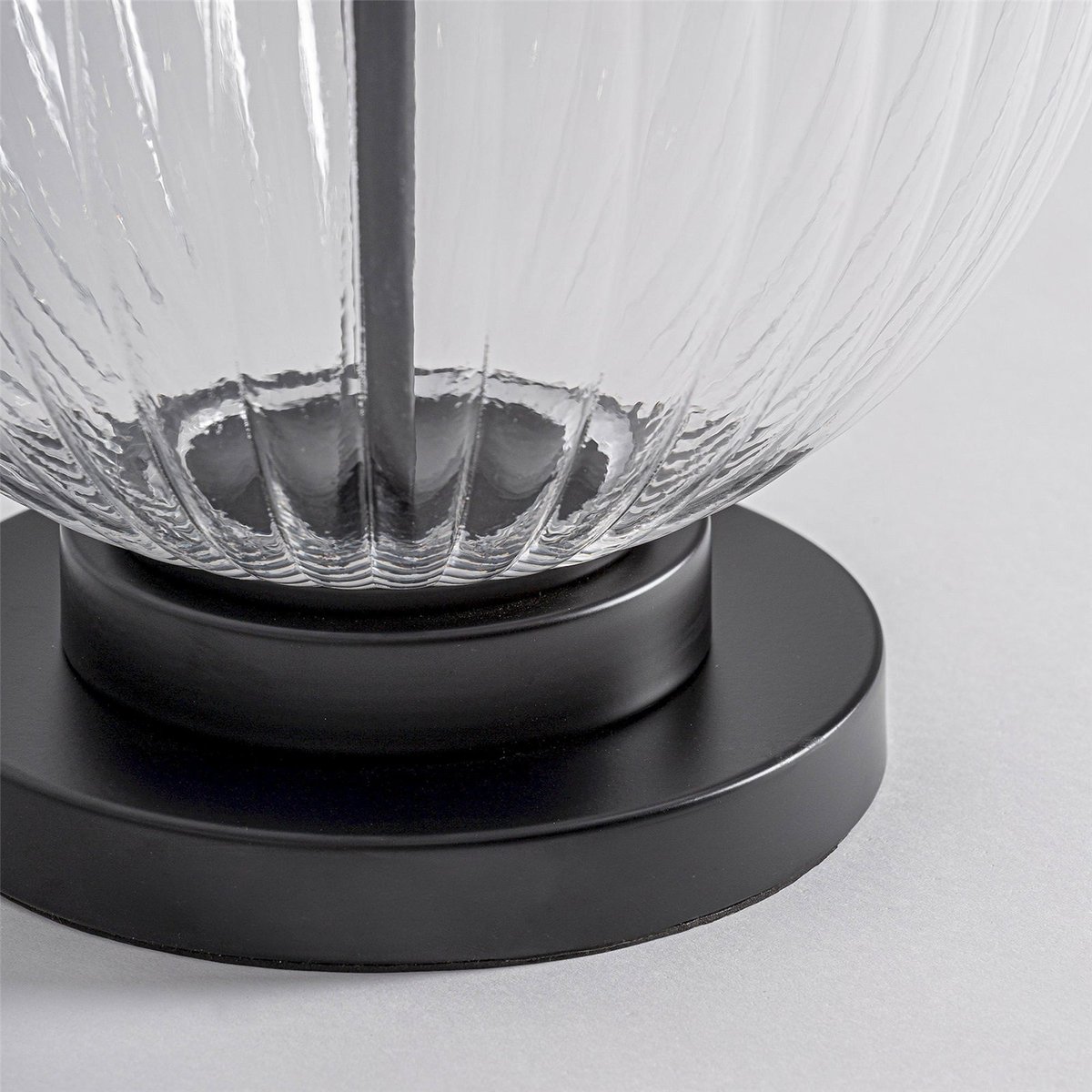 Lampe de salon en verre, Abat-jour en lin verre transparent finition vieillie, RECOLLECTION