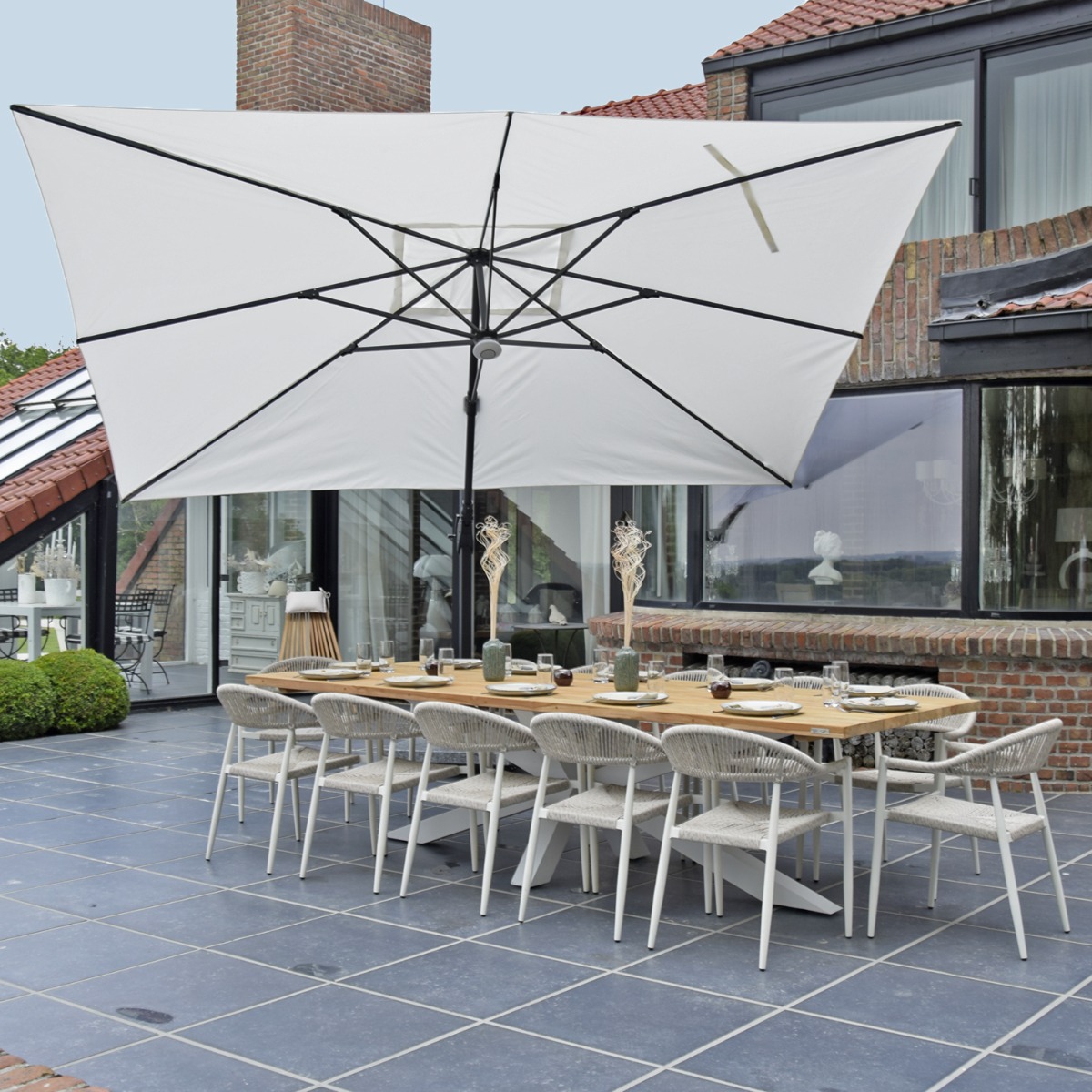 Parasol déporté Poséïdon 4x3m ecru, GECKO JARDIN