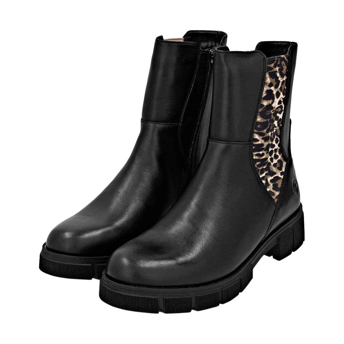 Bottines Cuir Elastique noir-combi, REMONTE