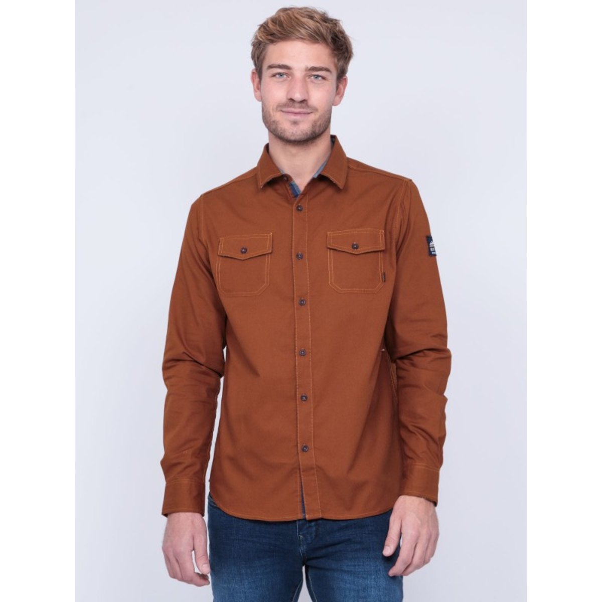 Chemise Manches Longues Pur Coton Tyrex marron, RITCHIE