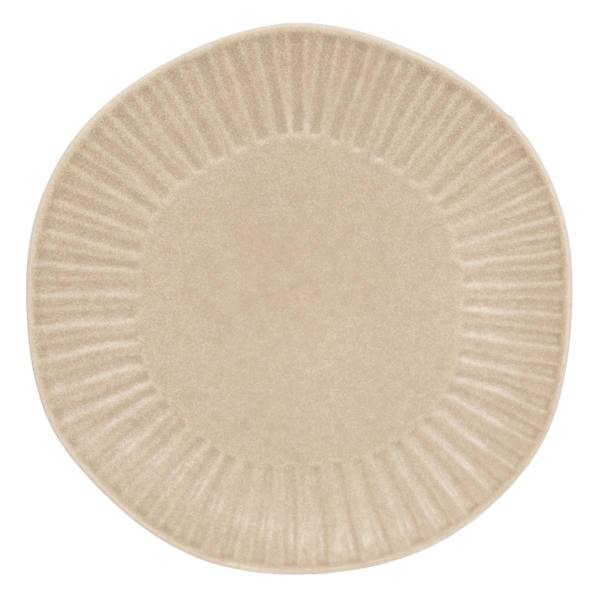 Lot de 4 assiettes plate ronde en faïence NYERO beige, ATMOSPHERA