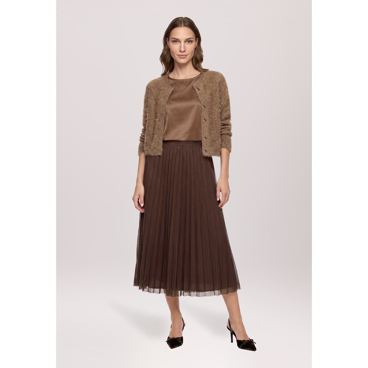 Cardigan en maille à manches longues light hazelnut, BETTY BARCLAY