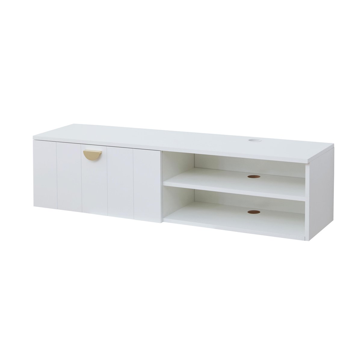 Meuble TV suspendu 120 cm style bohème, HOLLY blanc, OVIALA