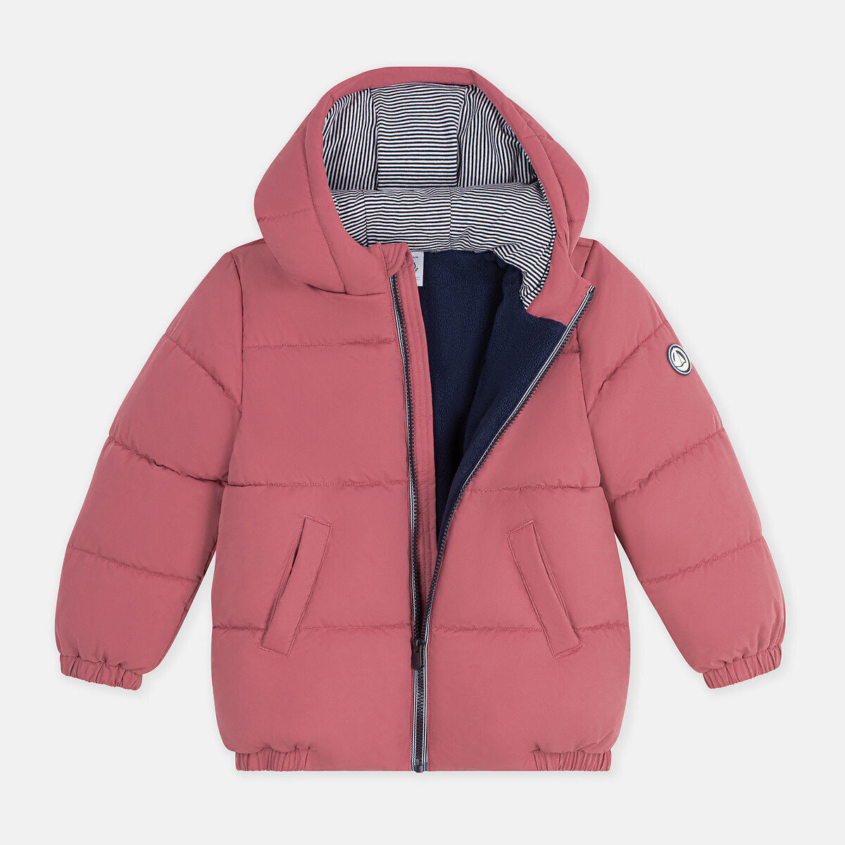 Chaqueta acolchada con capucha rosa palo, PETIT BATEAU