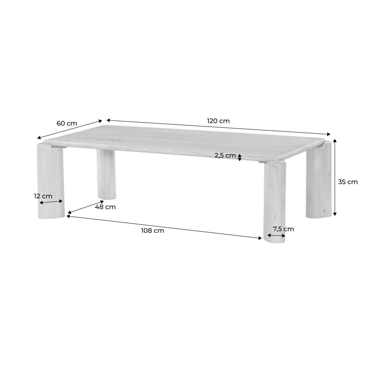 Table basse exotique rectangulaire bois de manguier PETRA naturel, SWEEEK