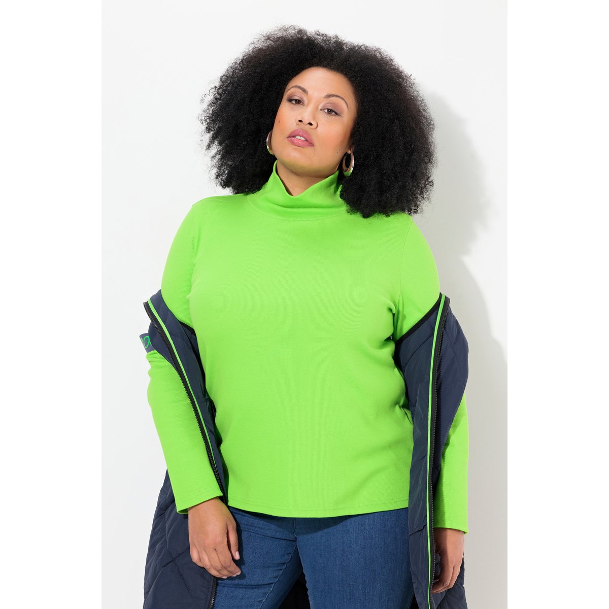 T-shirt à manches longues et col roulé vert gazon, ULLA POPKEN