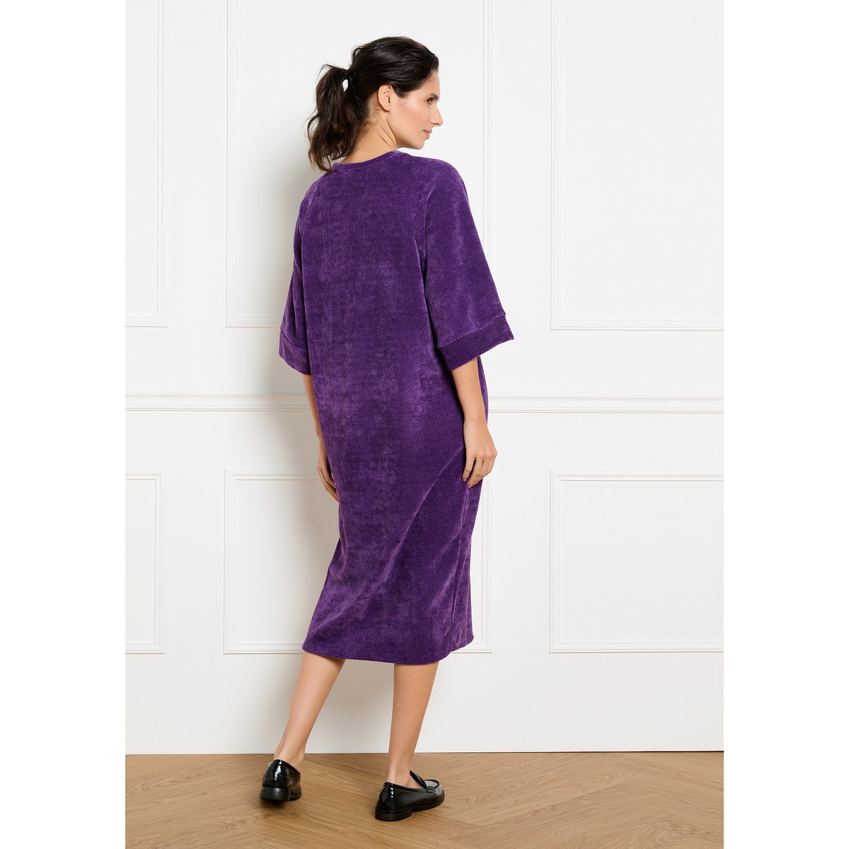 Robe midi en velours purple, LOLALIZA