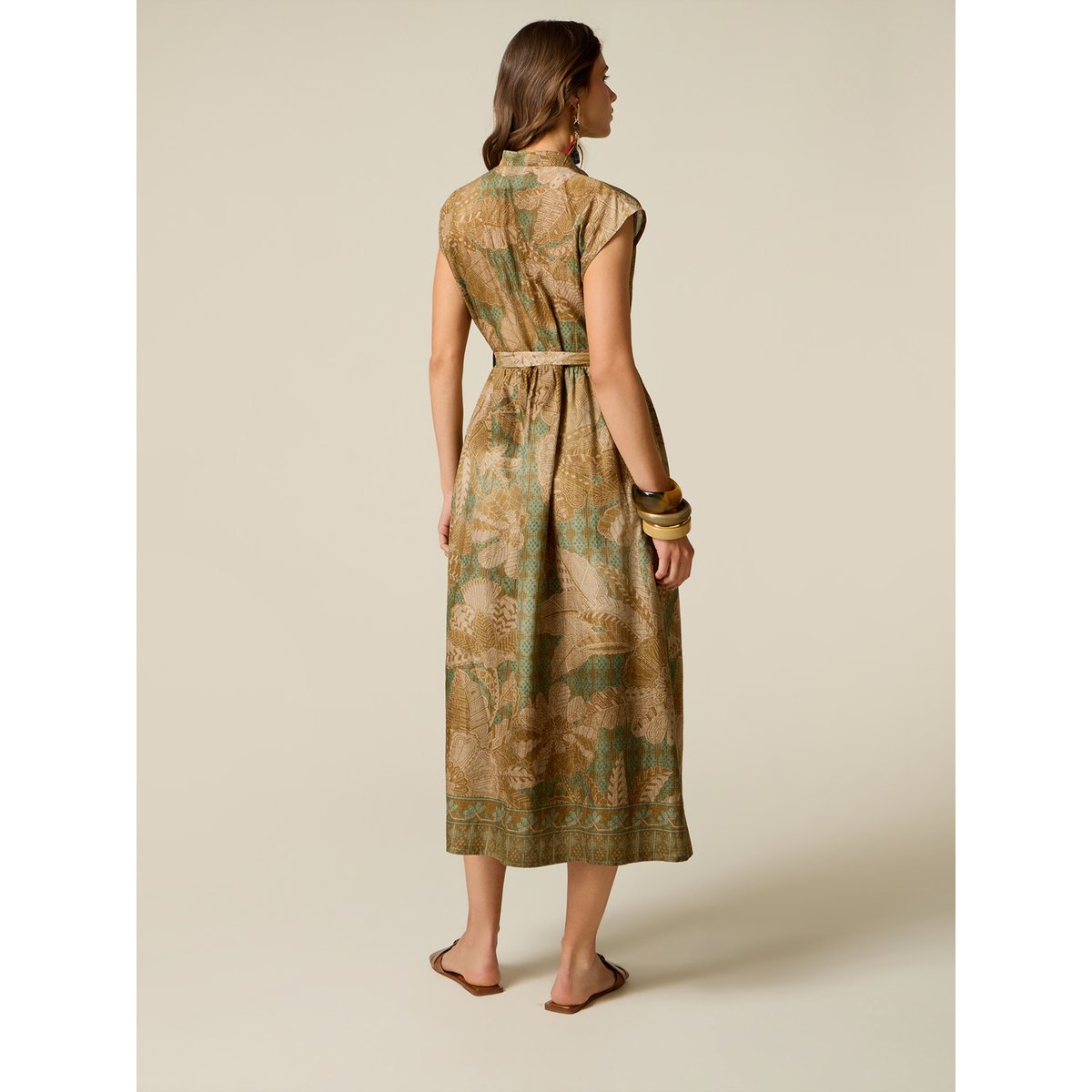 Robe chemisier fantaisie vert, OLTRE