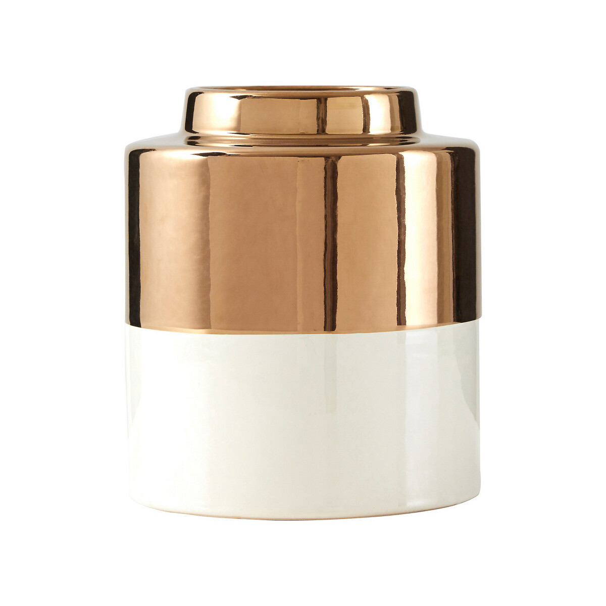 20cm Gold and White Metallic Vase white, FIFTY FIVE SOUTH