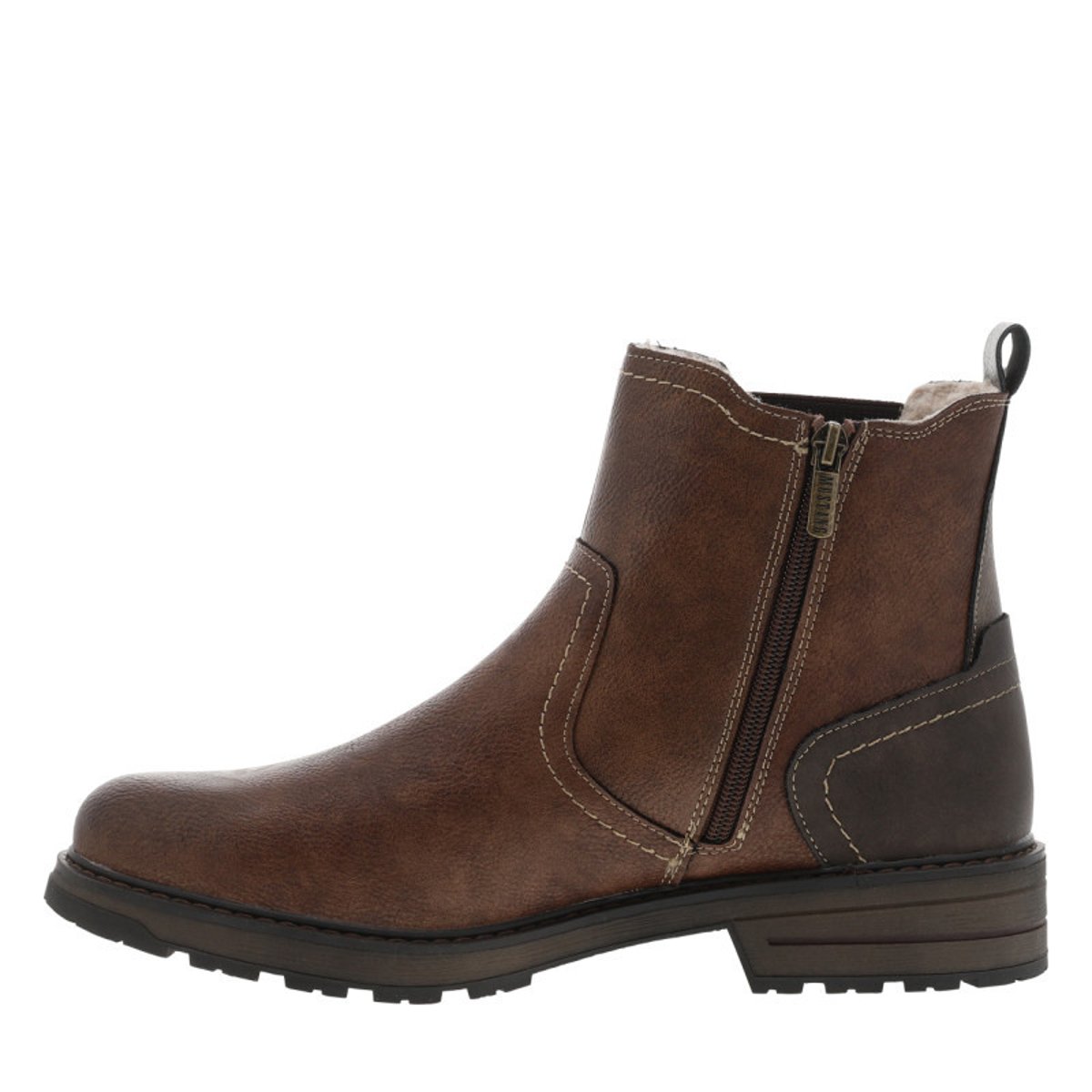 Boots noires à soufflet élastiqué avec une languette d'aisance café, MUSTANG