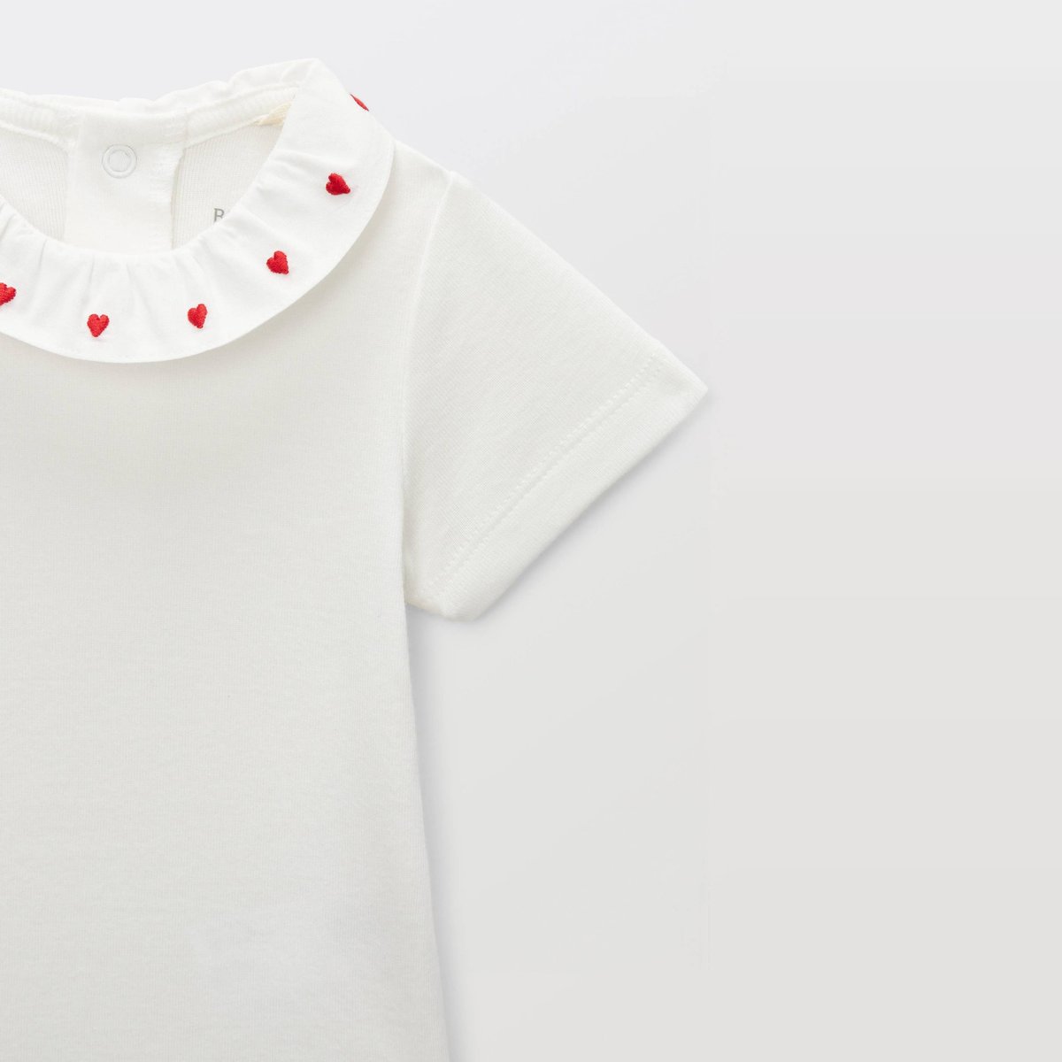 Body manches longues à col brodé en coton BIO GOTS ecru, BOUT'CHOU