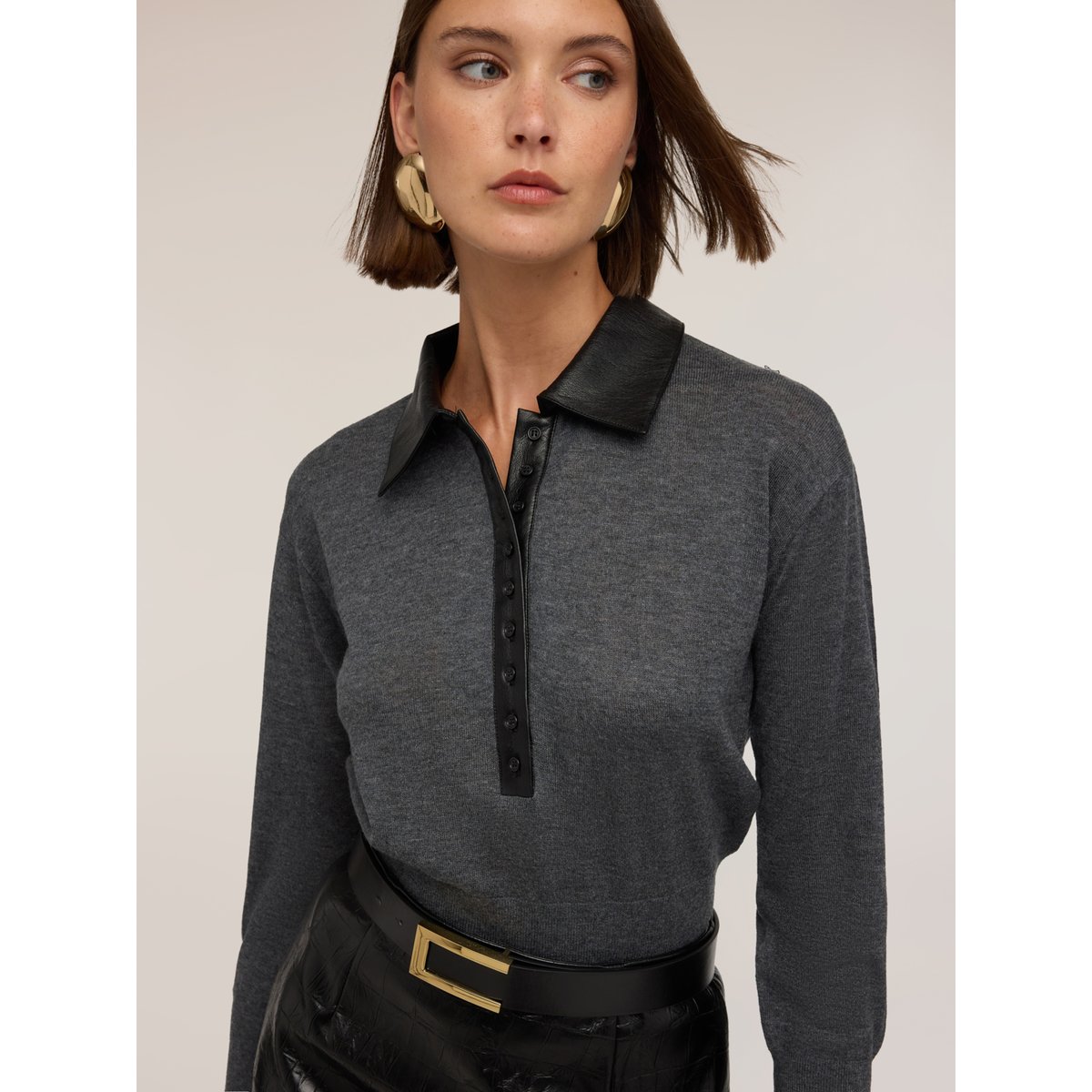 Polo avec col contrasté gris, MOTIVI