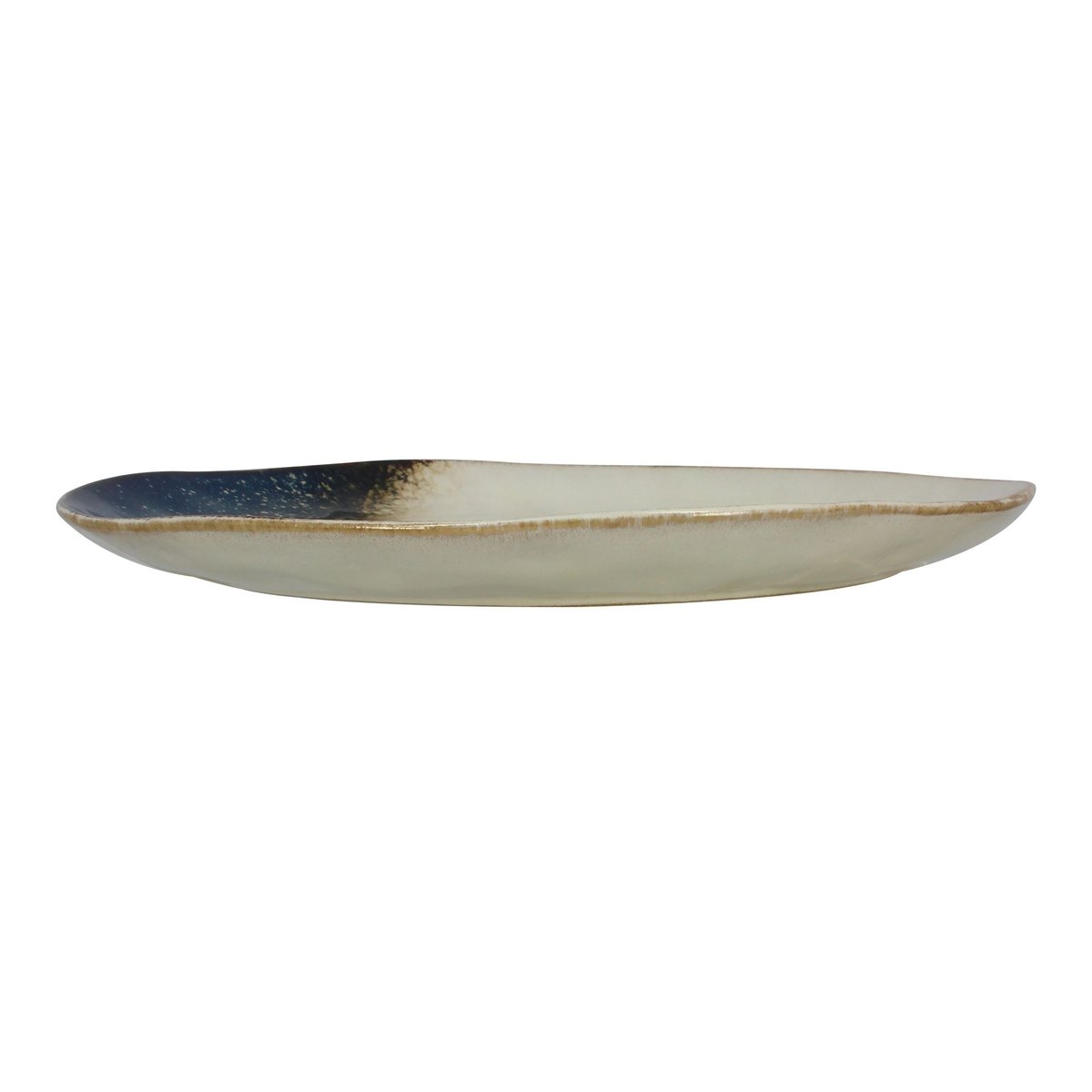 Lot de 6 assiettes plates en grès 27,5cm, KATANGA blanc-bleu, OGO LIVING