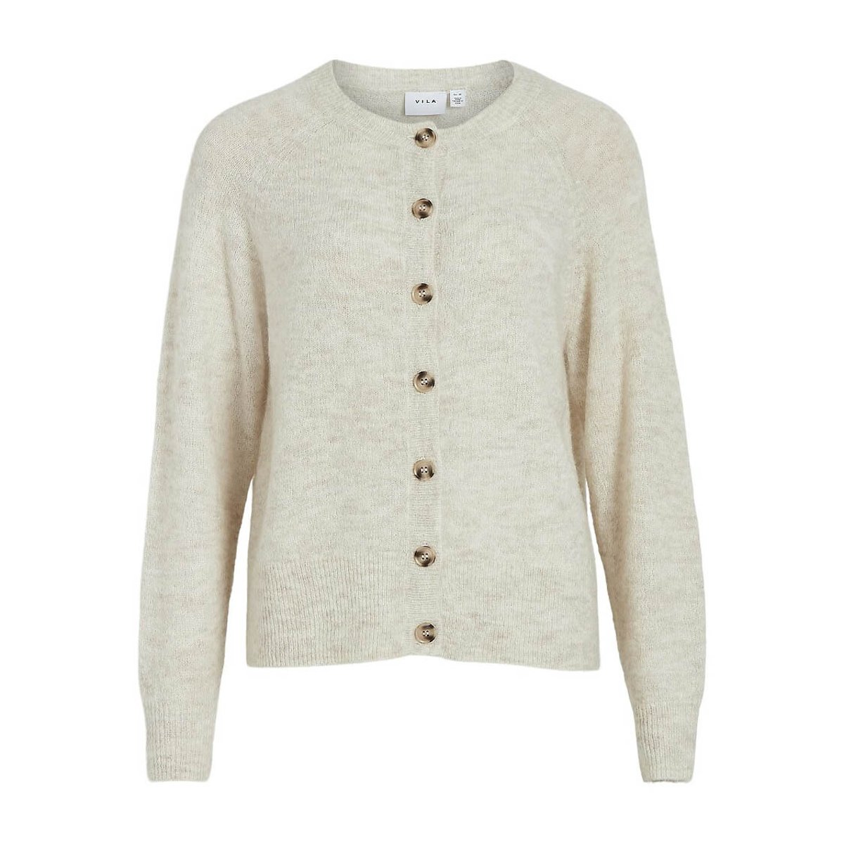 Brushed Knit Buttoned Cardigan ecru , VILA