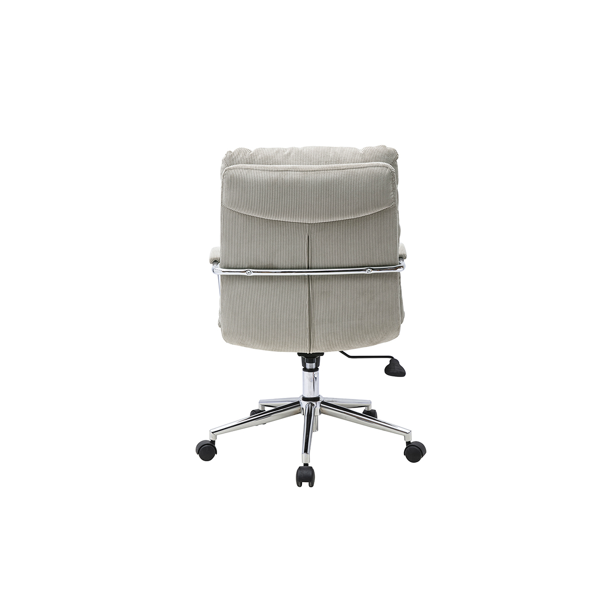 Chaise de bureau à roulettes en tissu velours côtelé taupe et métal chromé MIRABEAU taupe, MILIBOO