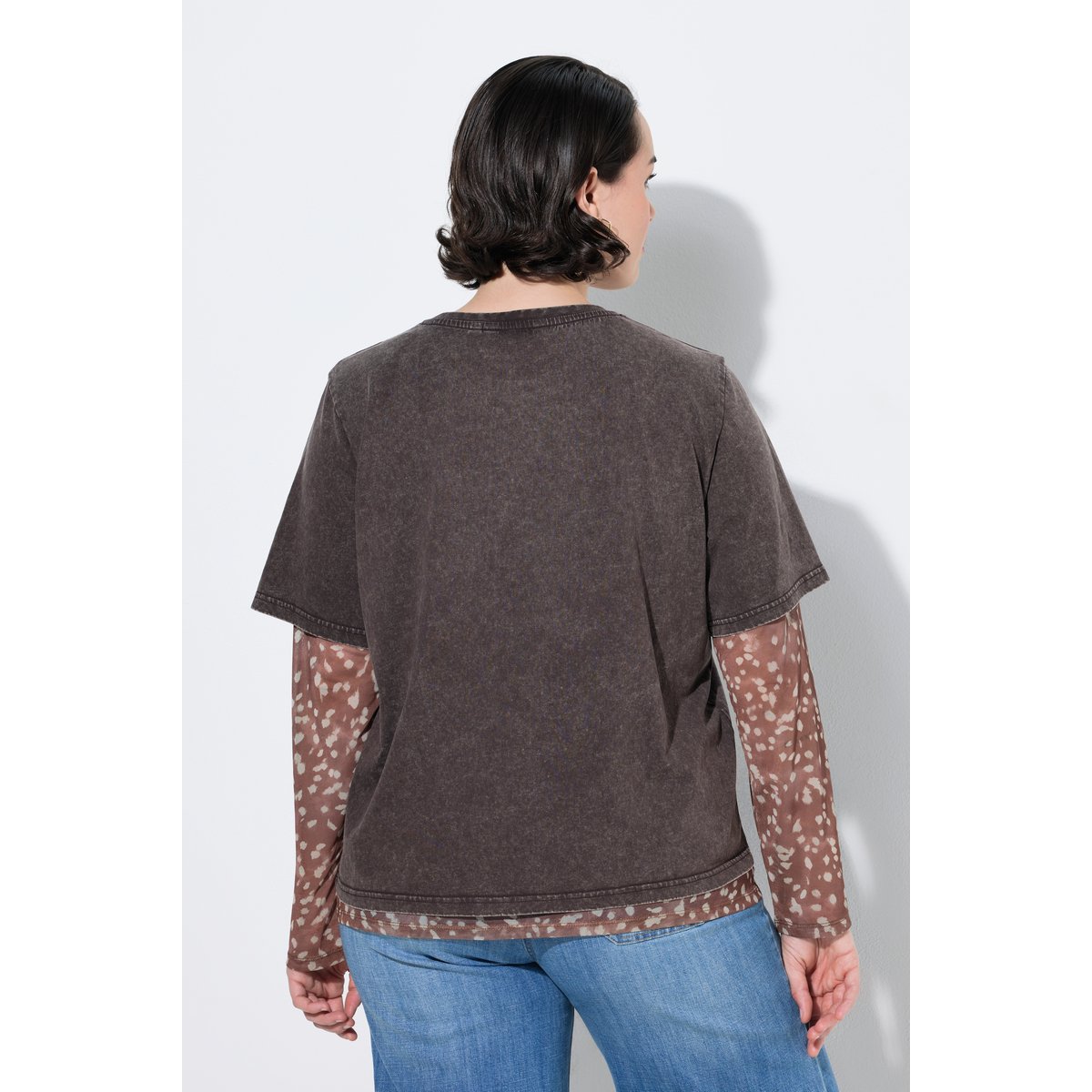 T-shirt motif faon, coupe Boxy Fit acajou, ULLA POPKEN