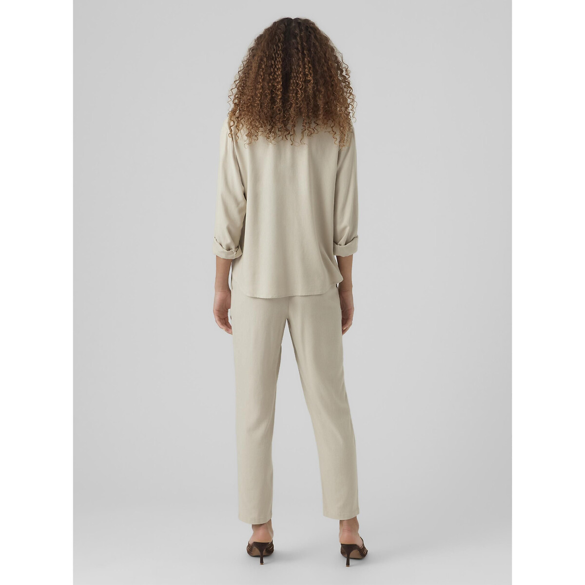 Pantalón recto, tobillero crudo, VERO MODA