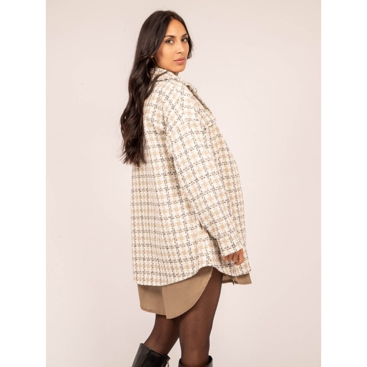 Surchemise Carreaux Ubarth beige, DONA LISA