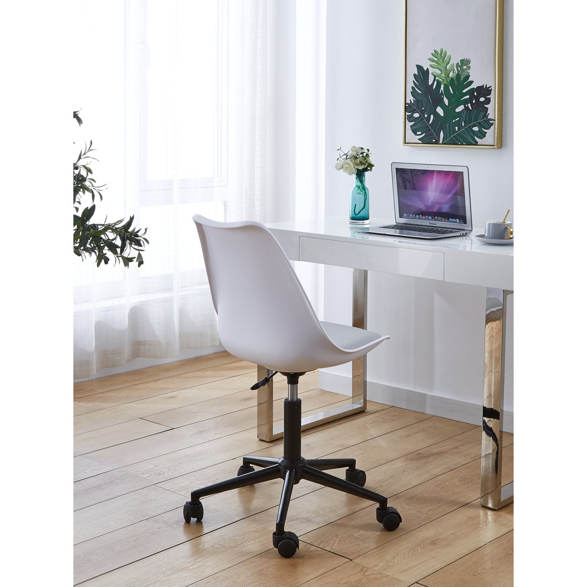Chaise de bureau style scandinave, OFFESBJERG blanc, NORDLYS