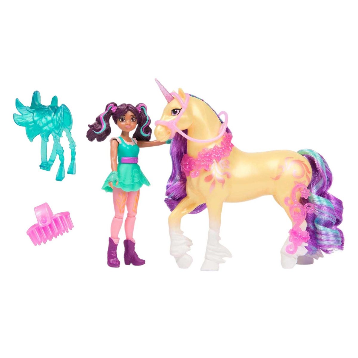 Unicorn Academy - L'ecole des licornes - Licorne Leaf + Poupée Ava multicolore, SPIN MASTER