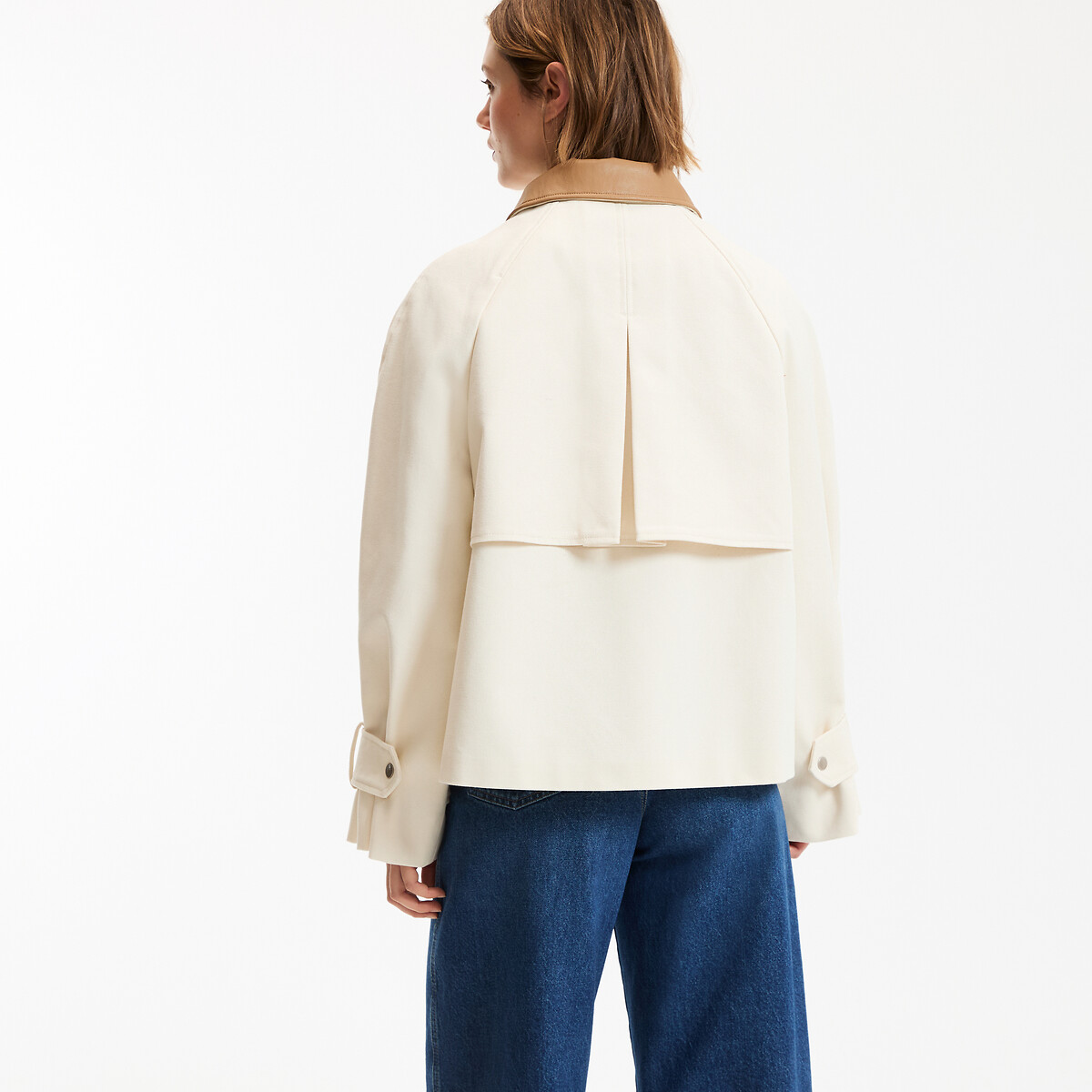 Veste en coton avec col contrasté ivoire, LA REDOUTE COLLECTIONS