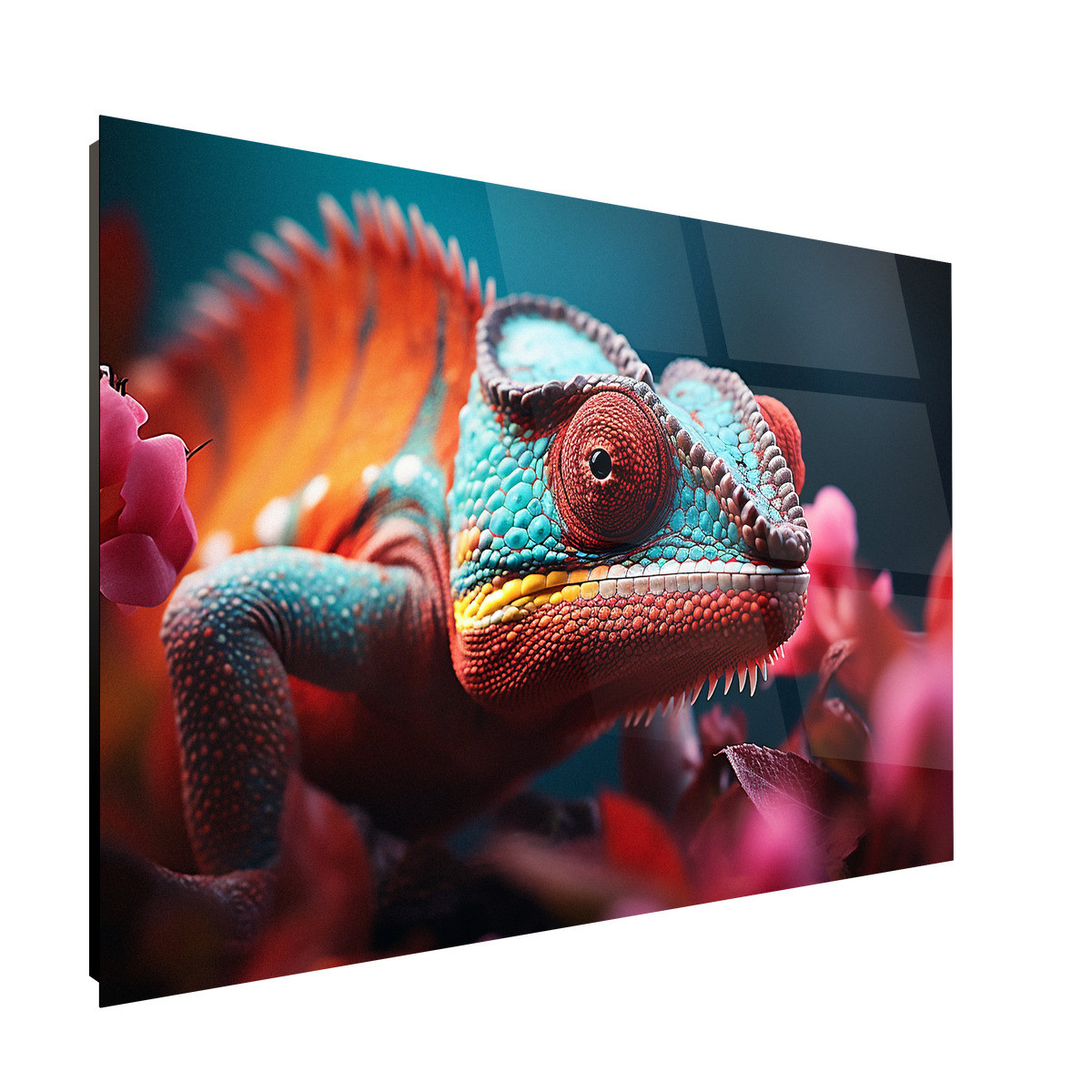 Tableau Sur Verre Synthétique Caméléon Coloré ANIMAUX tableau en verre synthétique, CEANOTHE