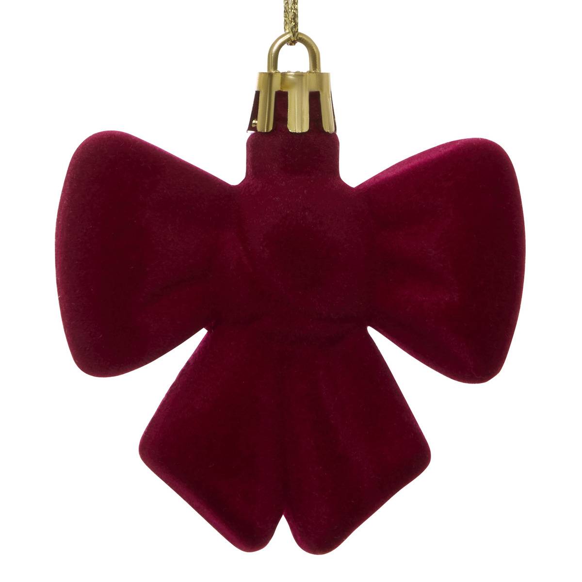 Lot de 2 suspensions de sapin nœud en plastique rouge 6 cm rouge, FEERIC LIGHTS & CHRISTMAS