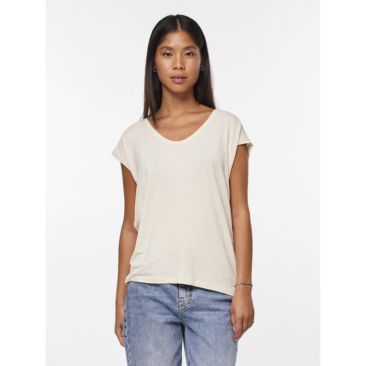 T-shirt effetto brillante bianco, PIECES