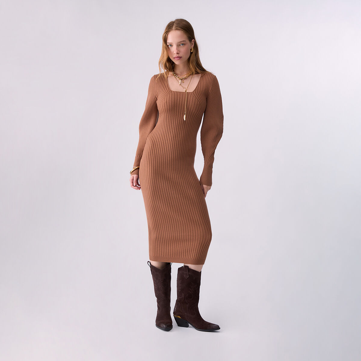 Robe en maille ballon beige, LIU JO