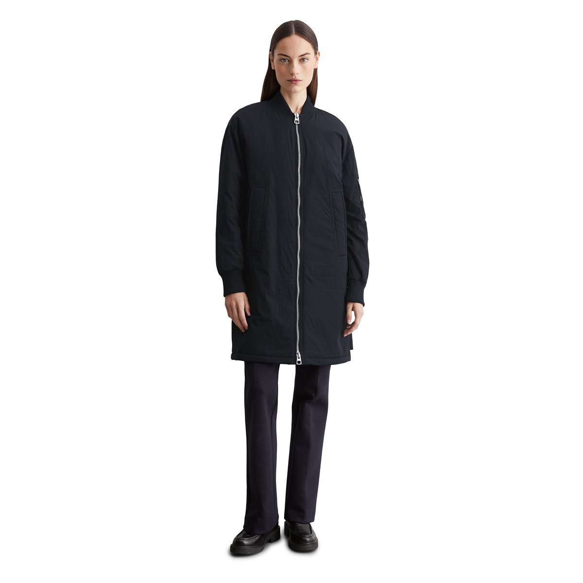 Manteau blouson regular en nylon froissé bleu foncé, MARC O'POLO