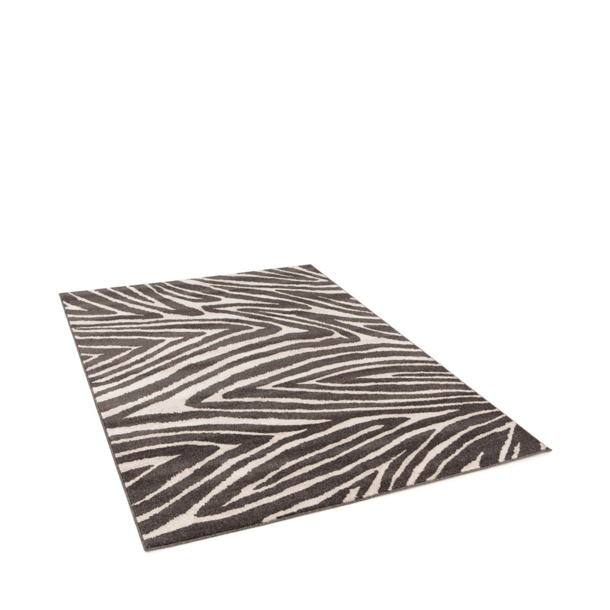 Tapis graphique à motif zébré- ZEBRA gris anthracite, DRAWER