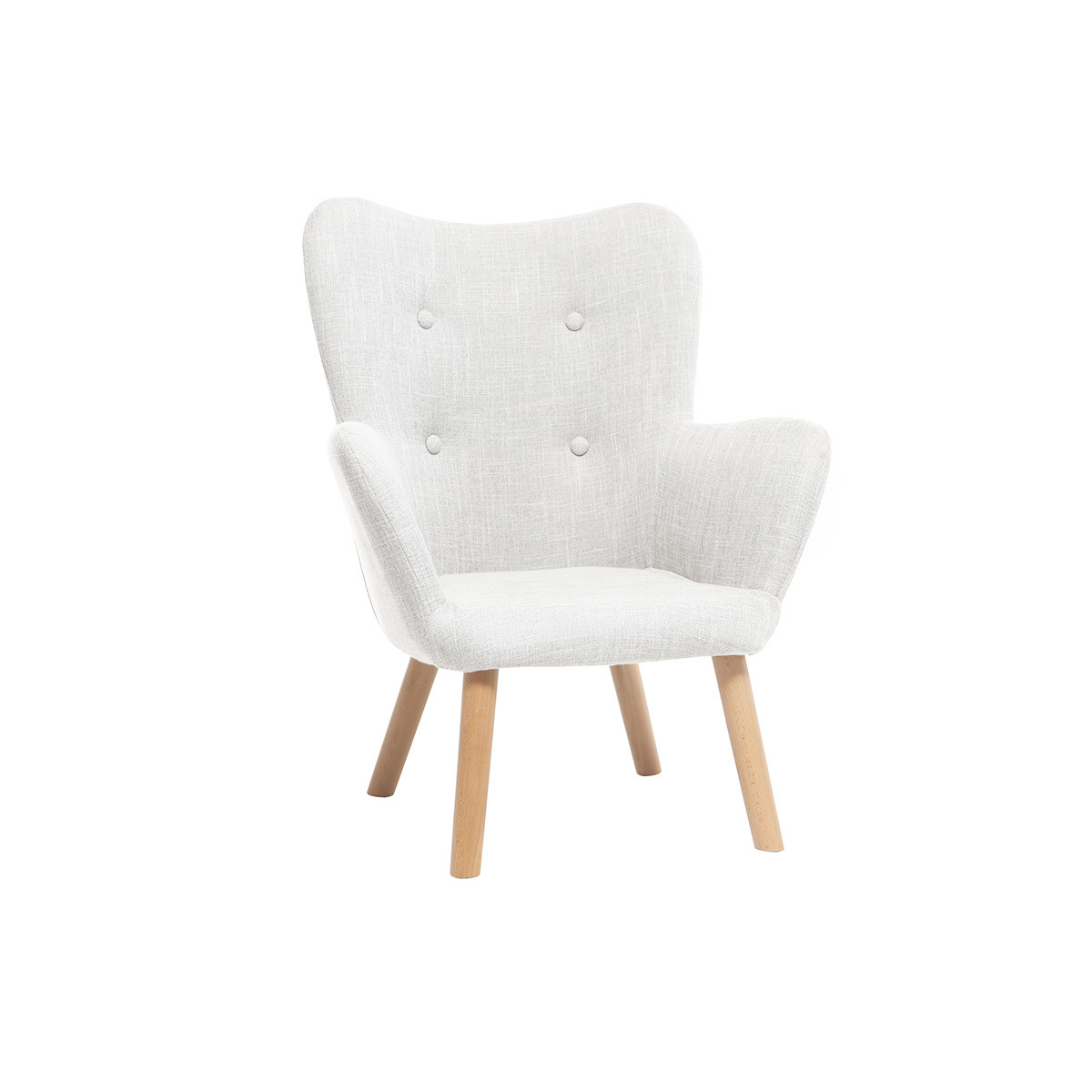 Fauteuil enfant scandinave en tissu et bois BABY BRISTOL gris clair, MILIBOO