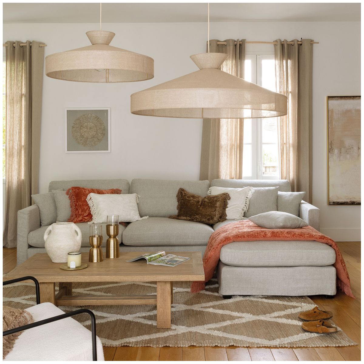 Futon PAULA en velours irisé rose, BLANC D’IVOIRE