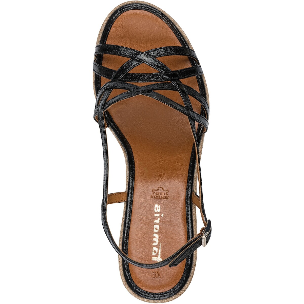 Leather Wedge Sandals black, TAMARIS