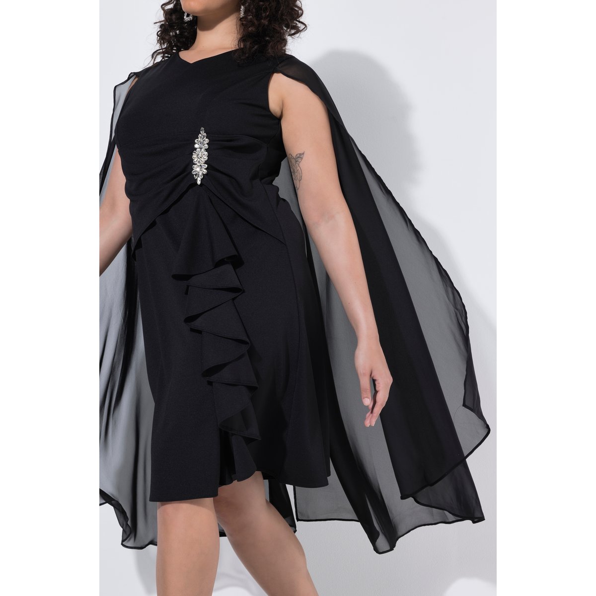 Robe sans manches, cape en mousseline noir, ULLA POPKEN