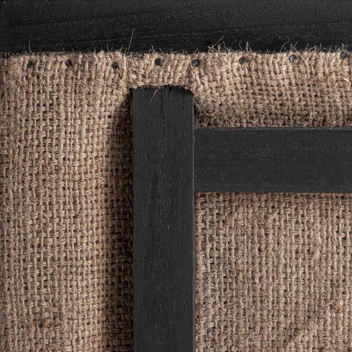 Fauteuil classique en lin et bois de mindi beige et noir, RECOLLECTION