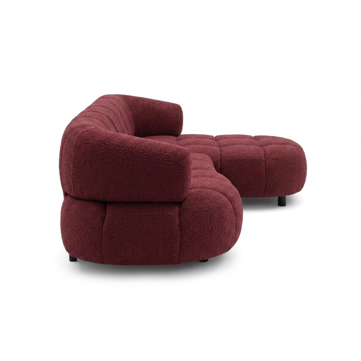 Canapé d'angle convertible 3 places en tissu lisse, LOVELY rouge, BOBOCHIC
