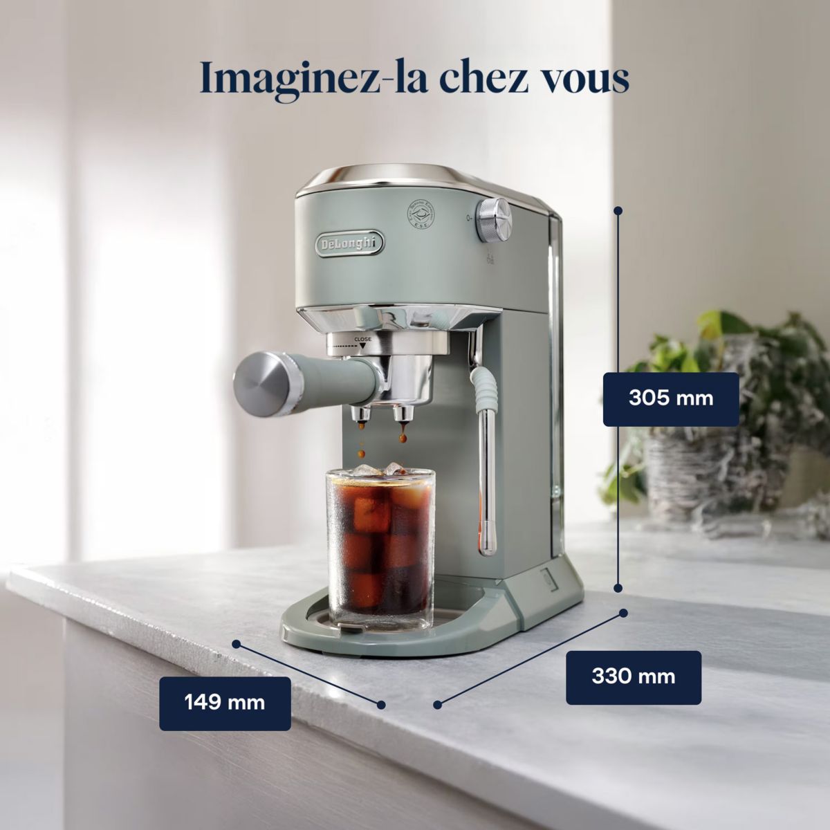Machine à expresso EC890.GR Dedica Duo Verte couleur unique, DELONGHI