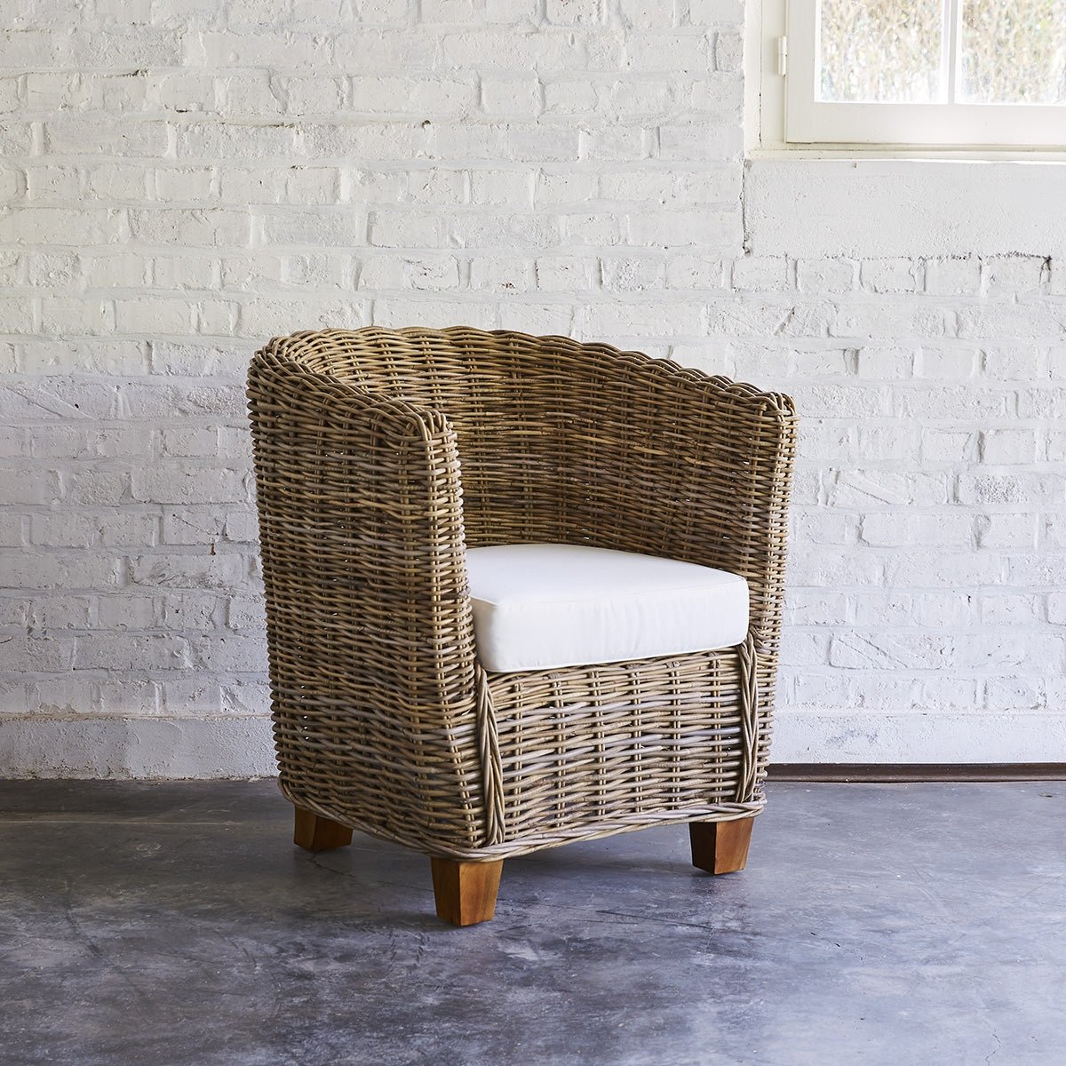 Fauteuil de jardin en kubu arrondi MUSA naturel, BERAH GETAH