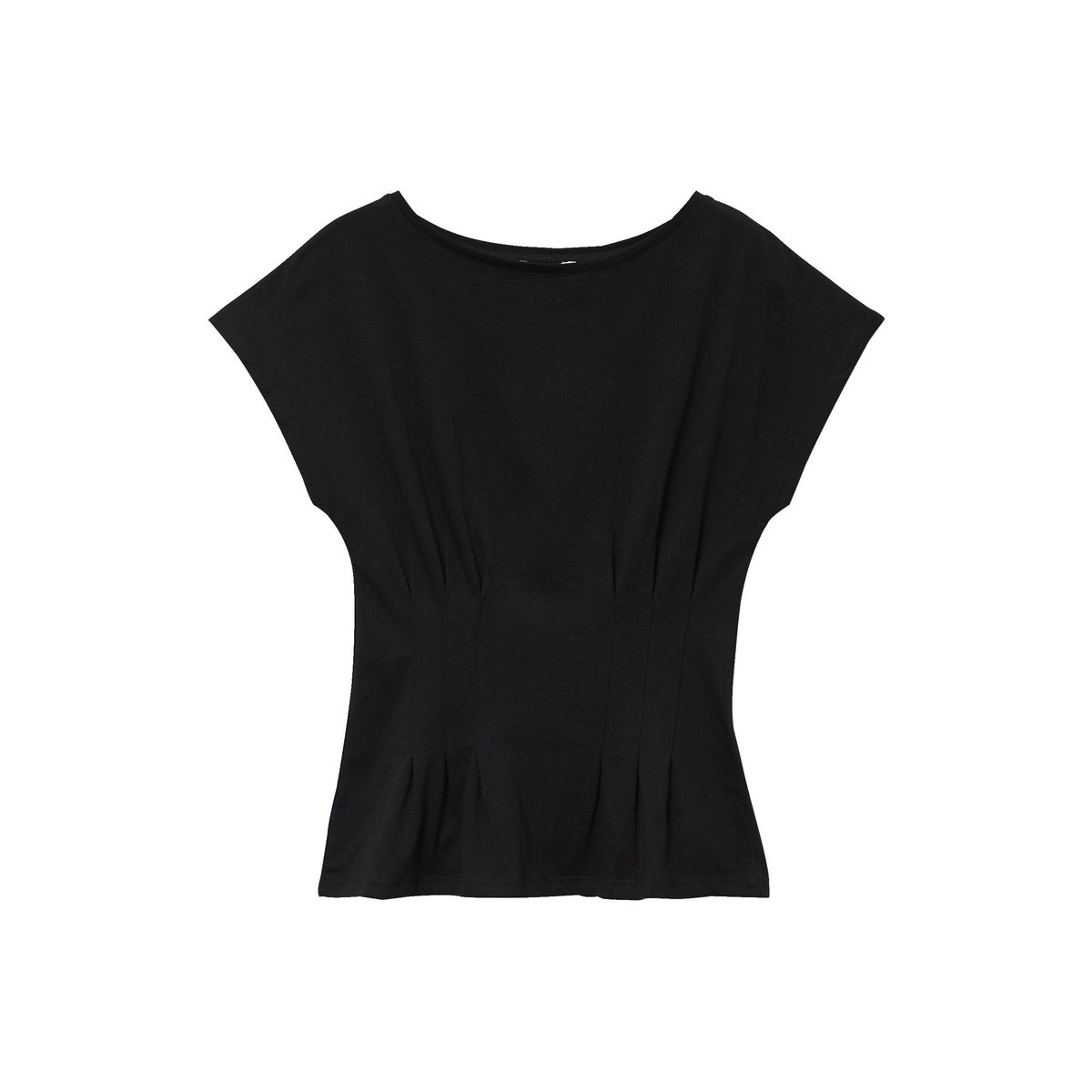 T-shirt cintré col rond manches courtes noir, CACHE CACHE