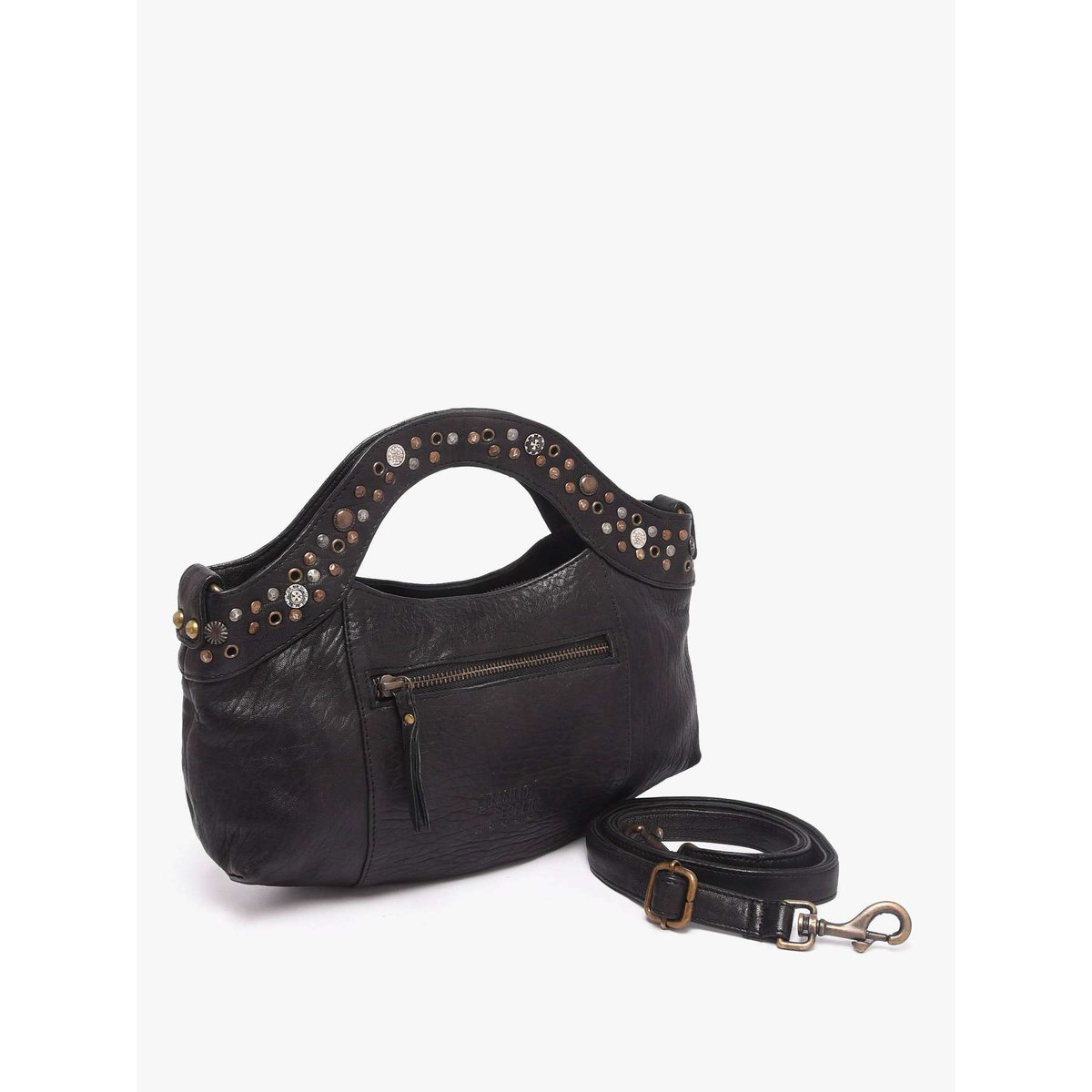 Sac bandoulière Brooklyn cuir black, BASILIC PEPPER