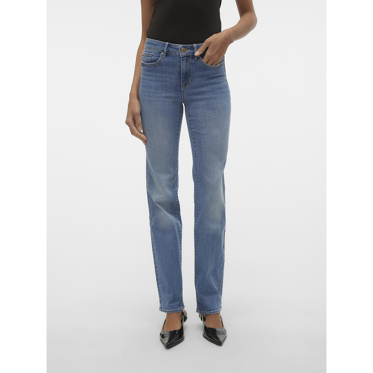 Jean droit, taille standard medium blue, VERO MODA