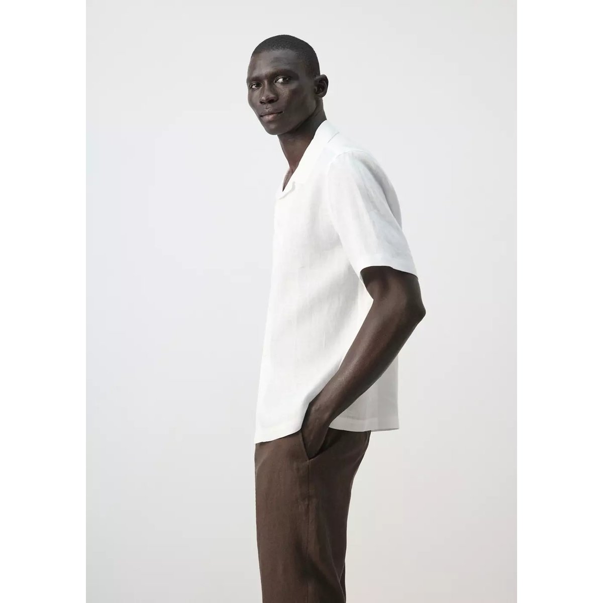 Chemise regular fit 100 % lin blanc, MANGO MAN