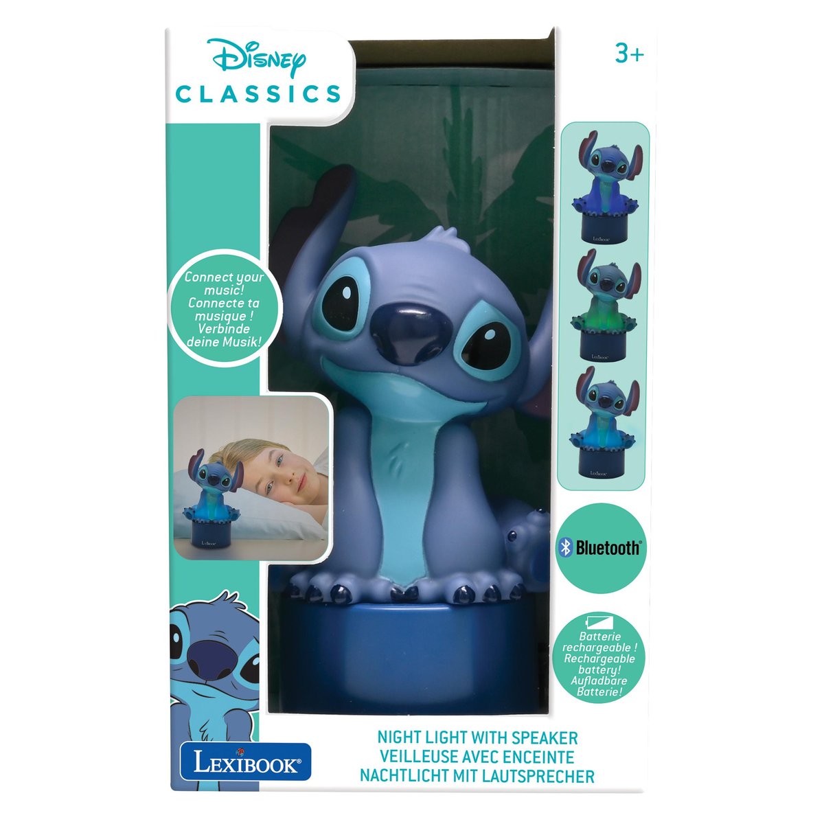 Enceinte Bluetooth veilleuse Stitch bleu, LEXIBOOK