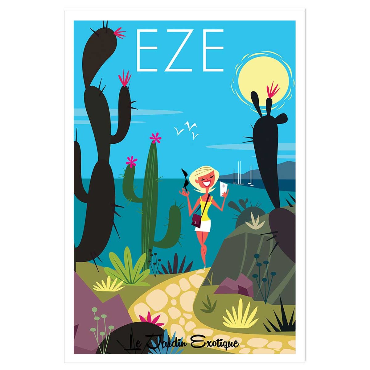 Poster de jardin exotique d' eze affiche seule, HEXOA