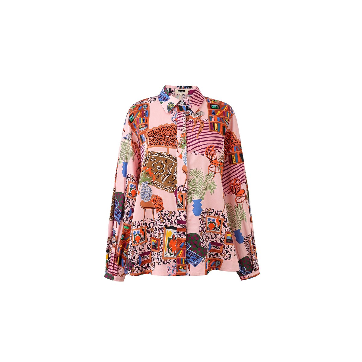 Chemise  en coton GERBERA salon rose, FRNCH